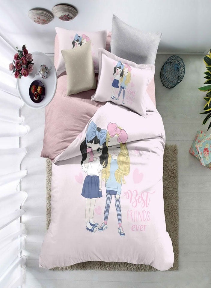 فيفوريت فيفرت طقم لحاف أطفال وردي نقشة بألوان متعددة سنجل نفر طقم 4 قطع - Image 1