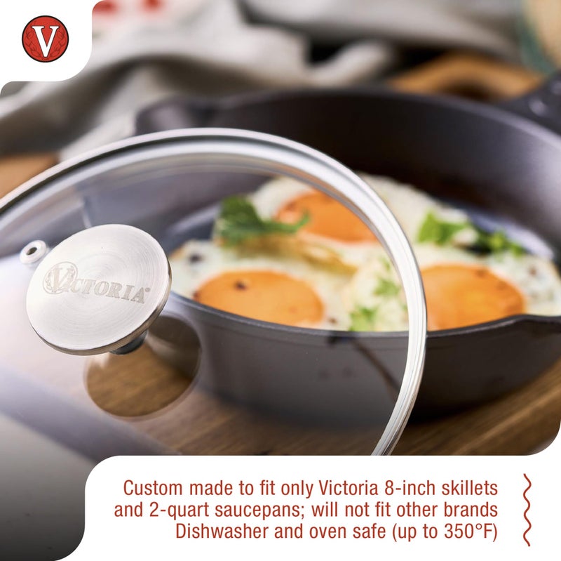 Victoria 7.5-Inch Glass Lid for Victoria Round 8-Inch Cast Iron Skillet or Pan, Custom Made for Only Victoria Brand, Internal Diameter 7.5-Inch, External Diameter 8 Inch - Image 3