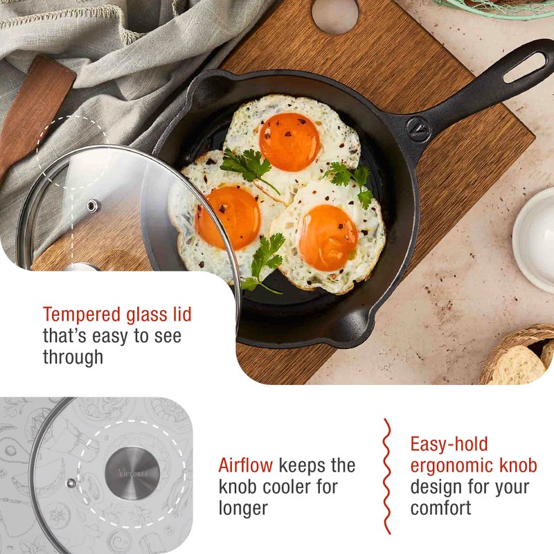 Victoria 7.5-Inch Glass Lid for Victoria Round 8-Inch Cast Iron Skillet or Pan, Custom Made for Only Victoria Brand, Internal Diameter 7.5-Inch, External Diameter 8 Inch - Image 4