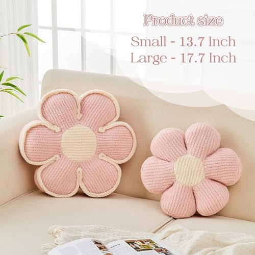 Kcvvcr Flower Pillow Soft Flower Decorative Throw Pillow Cute Daisy Flower Shaped Seating Floor Cushion Room Dcor Plush Pillows for Sofa Couch Bed 137 Inch Light Pink - Image 3