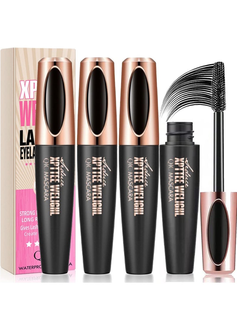 3 Pcs 4D Silk Fiber Mascara - Lengthening, Thickening, Waterproof, Smudge-Proof, Long-Lasting Volume for All-Day Full Lashes, Hypoallergenic Formula for Sensitive Eyes. - Image 1