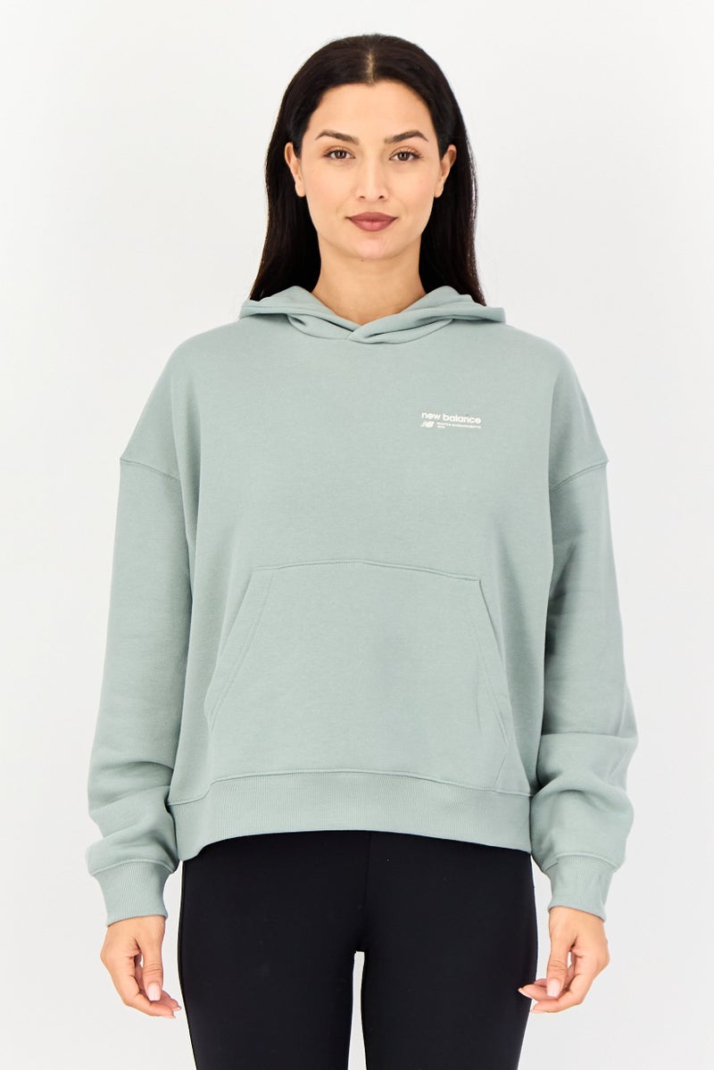 New Balance Women Sportswear Fit Long Sleeve Outdoor Hoodie, Sage Green - Image 1