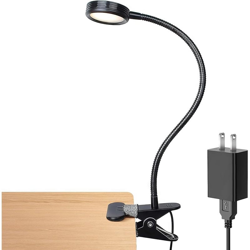 LEPOWER Clip on Light/Reading Light/Light Color Changeable/Night Light Clip on for Desk, Bed Headboard and Computers (Black) - Image 1