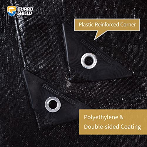 GUARD SHIELD Tarps Heavy Duty Waterproof 10x20 Feet Black Poly Tarp Cover Outdoor Thick UV Resistant Tarpaulin with Grommets 10mil - Image 2