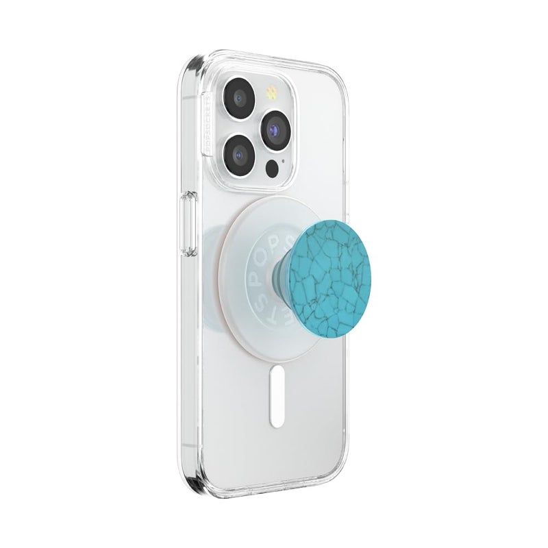 PopSockets Phone Grip for MagSafe, Magnetic Holder, Phone Stand, Crystal - Accent Turquoise - Image 1