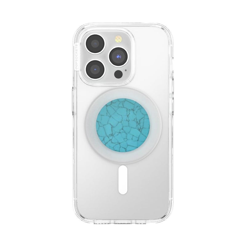 PopSockets Phone Grip for MagSafe, Magnetic Holder, Phone Stand, Crystal - Accent Turquoise - Image 3