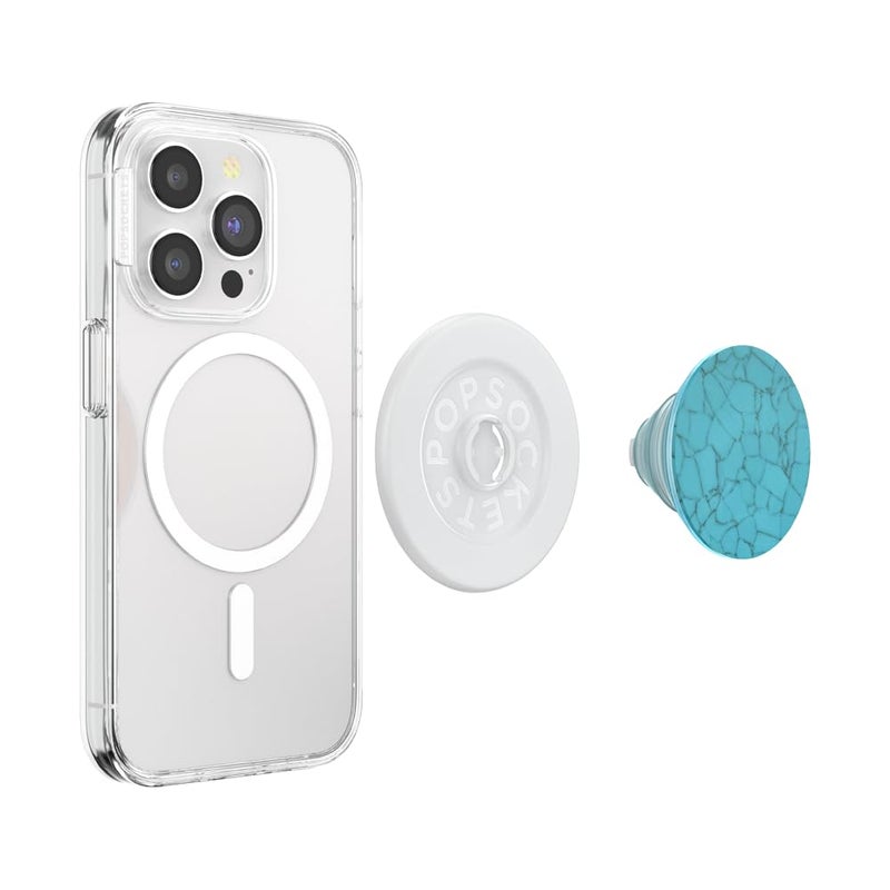PopSockets Phone Grip for MagSafe, Magnetic Holder, Phone Stand, Crystal - Accent Turquoise - Image 4