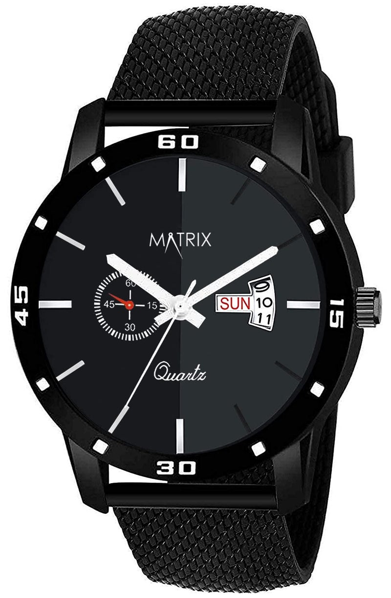 Matrix Black Swiss Analog Wrist Watch for Men & Boys (Black - Silicone) - Image 1
