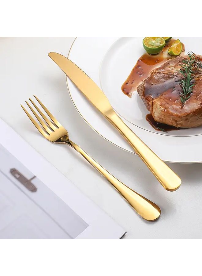 24 Piece Golden Stainless Steel Dinnerware Set With Knife Fork Spoon In Gift Box - Image 5
