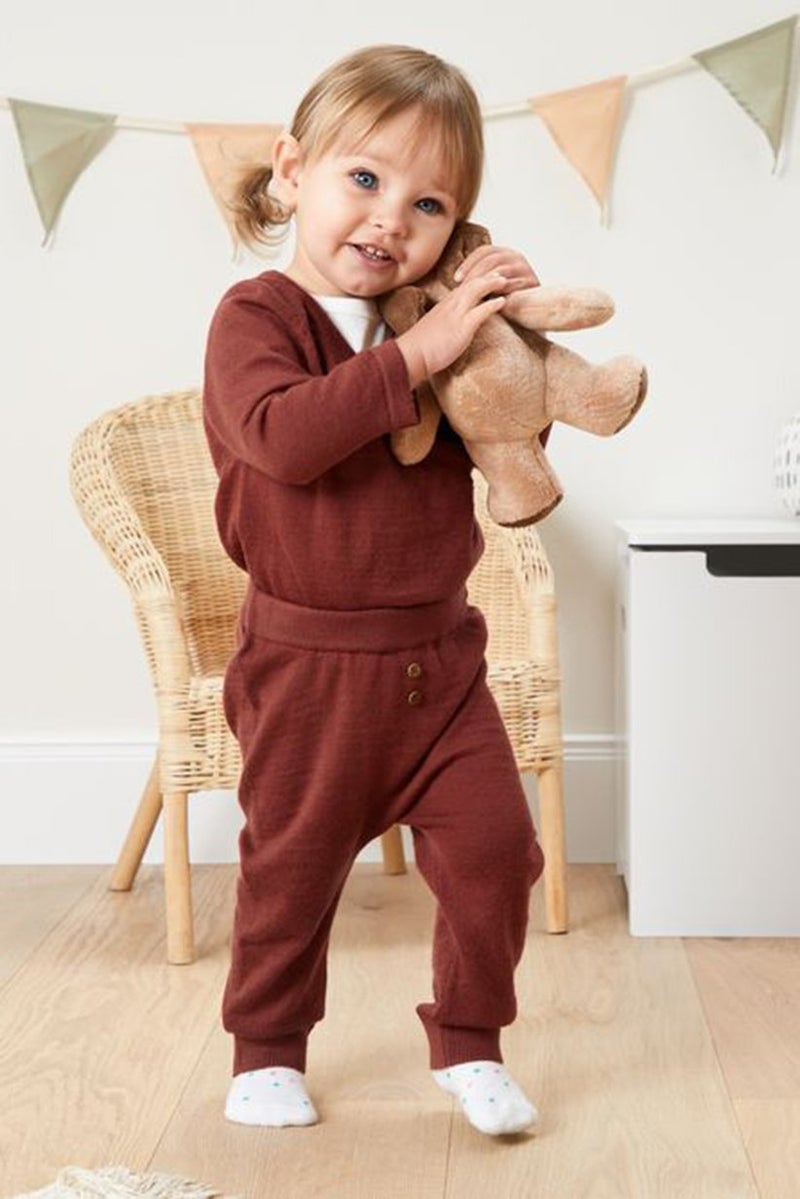 Tchibo Toddlers Girl Textured Pull,On Trouser, Rusty Brown - Image 1