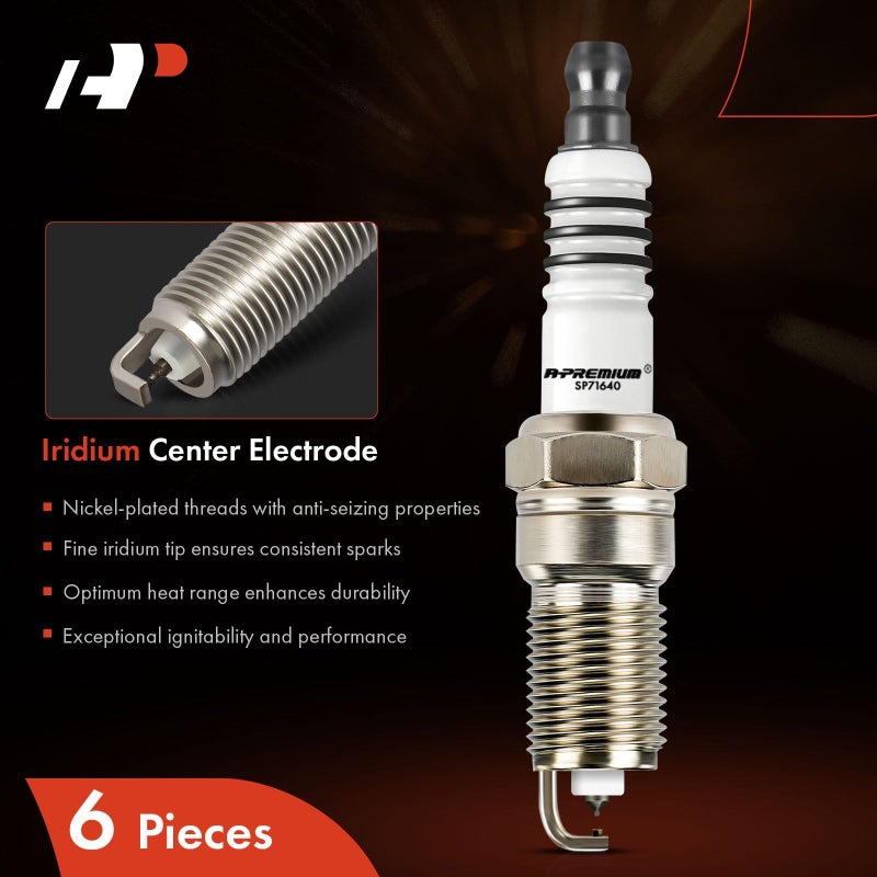 A-Premium 6PCS Iridium Platinum Spark Plugs Compatible with Buick, Chevrolet, Ford, GMC & Mazda Vehicles - Regal, Equinox, Impala, Ranger, Sierra, Tribute - 1988-2008, 3.1L-4.3L - Image 4