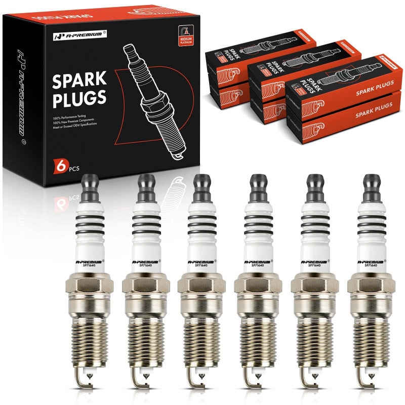 A-Premium 6PCS Iridium Platinum Spark Plugs Compatible with Buick, Chevrolet, Ford, GMC & Mazda Vehicles - Regal, Equinox, Impala, Ranger, Sierra, Tribute - 1988-2008, 3.1L-4.3L - Image 1