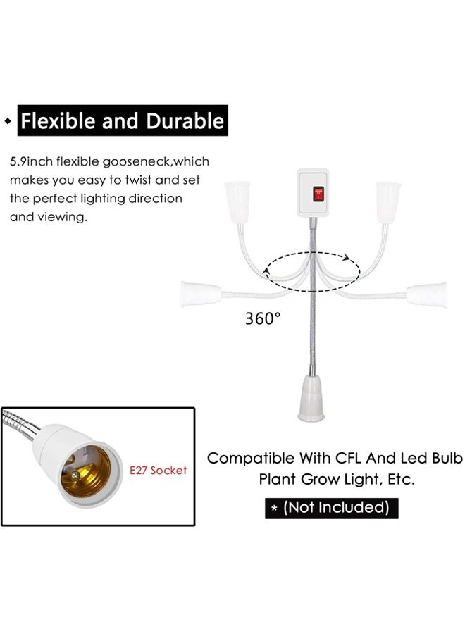 2 PACK Plug in Light Socket Adapter, Extension Light Socket Converter Plug Lamp Socket Desk Extender Lamp Bulb Holder E27 All Direction Bulb Adapter with Switch - Image 3