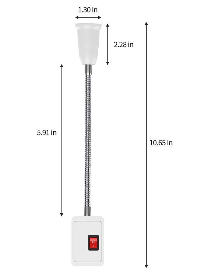 2 PACK Plug in Light Socket Adapter, Extension Light Socket Converter Plug Lamp Socket Desk Extender Lamp Bulb Holder E27 All Direction Bulb Adapter with Switch - Image 2