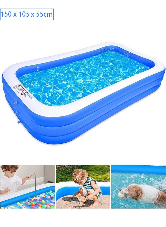 VUCATIN Inflatable Swimming Pool Thickened Full-Sized Above Ground Kiddie Inflatable Family Swimming Lounge Pool Outdoor Toys for Kids & Adults Blow up Pool for Backyard Patio (150 x 105 x 55cm（L x W x H）) - Image 1