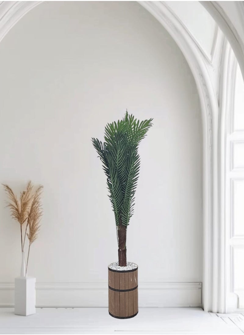 AL KHALDIYA Straw palm tree with pot, 130 cm tall  - Image 1