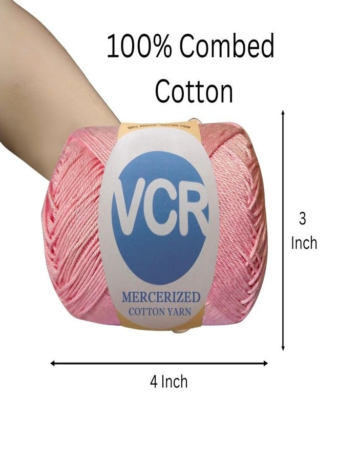 VCR 4 Ply Salmon Pink 100% Mercerized Cotton Yarn, 60 Grams Hank, 190 Meters Length, Cotton Combed Ball, Smooth and Glossy Crochet Yarn for Crochet and Knitting, Pack of 1, Suitable for DIY Crafts - Image 3