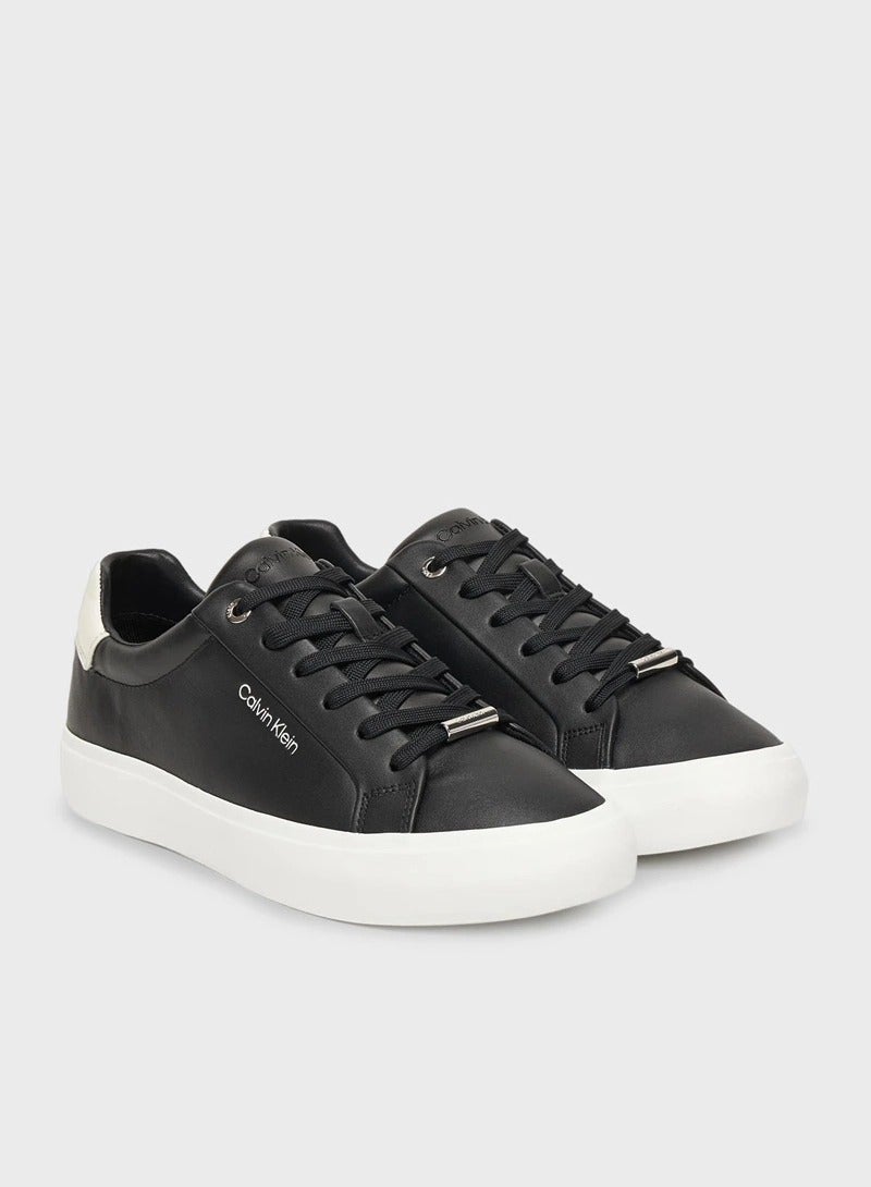 CALVIN KLEIN Smooth Leather Embossed Logo Trainers - Image 2