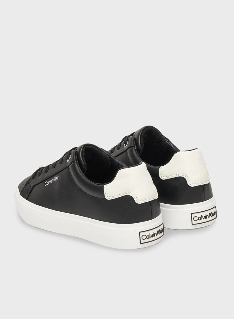 CALVIN KLEIN Smooth Leather Embossed Logo Trainers - Image 3