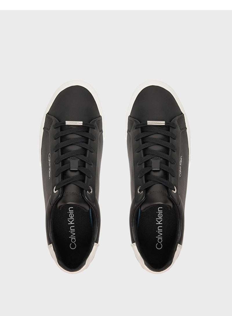 CALVIN KLEIN Smooth Leather Embossed Logo Trainers - Image 4
