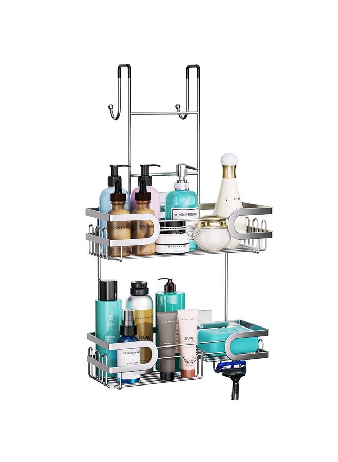 HapiRm HapiRm Shower Caddy over Door- Hanging Shower Organizer with 14 Hooks and Soap Holder, Rustproof & Waterproof Stainless Steel Bathroom Caddy - Silver  - Image 1