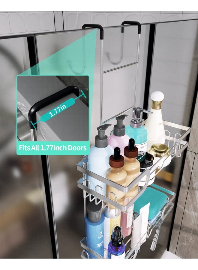 HapiRm HapiRm Shower Caddy over Door- Hanging Shower Organizer with 14 Hooks and Soap Holder, Rustproof & Waterproof Stainless Steel Bathroom Caddy - Silver  - Image 4