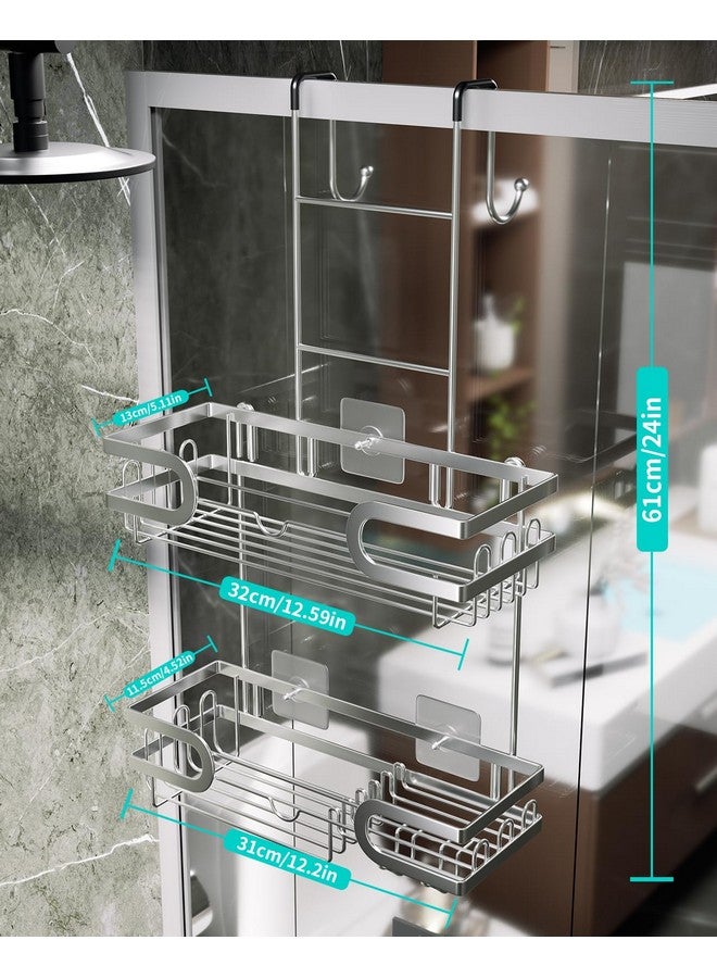 HapiRm HapiRm Shower Caddy over Door- Hanging Shower Organizer with 14 Hooks and Soap Holder, Rustproof & Waterproof Stainless Steel Bathroom Caddy - Silver  - Image 5