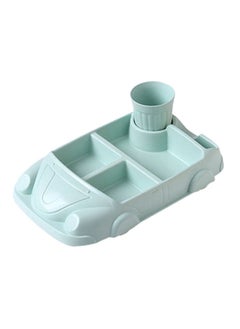 Car Shaped Plate With Partition For Kids Green 19.5x30.6x9.2centimeter