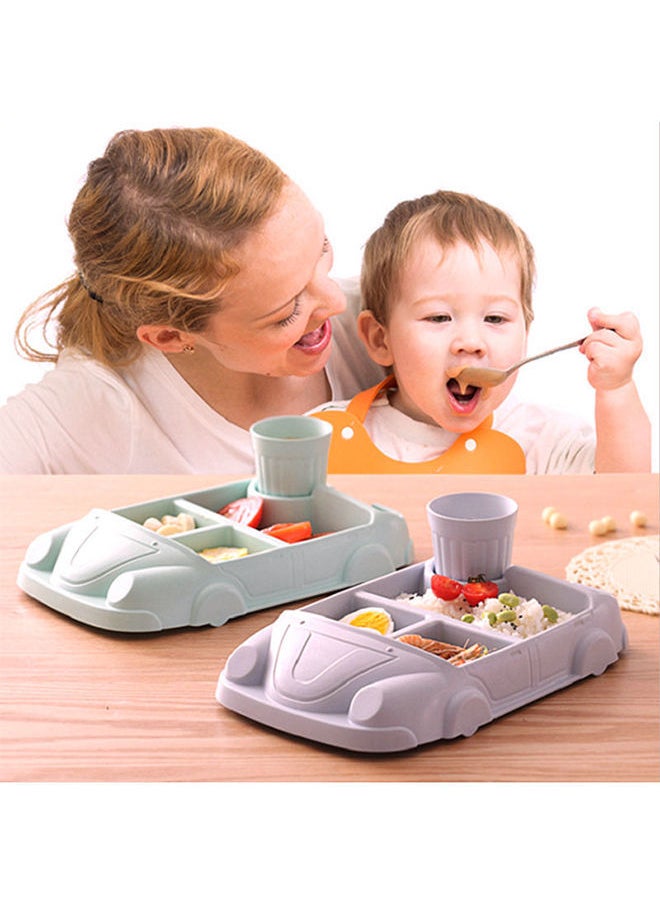 NIBEMINENT - Car Shaped Plate With Partition For Kids Green 19.5x30.6x9.2centimeter - Image 1