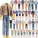 E-TING ETING 10 Sets Casual Varsity Jacket Set 5 Sets Casual Outfit for 12 Boy Doll with 5 Pairs Shoes Vintage Lightweight Suede Bomber Jackets Casual Wear Clothes - Image 2