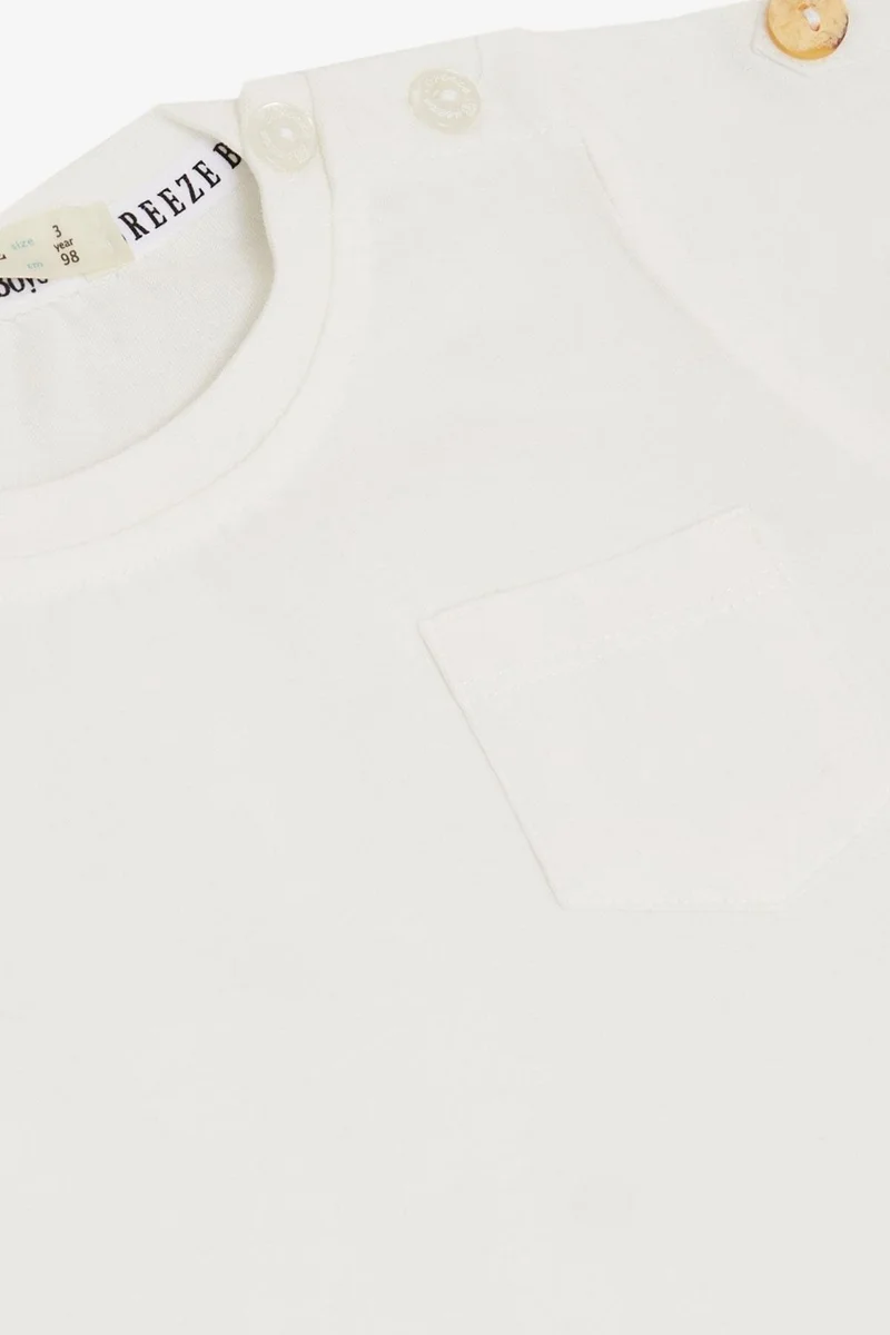 بريز Baby Boy T-Shirt with Pockets and Button Accessories 9 Months-3 Years, Ecru