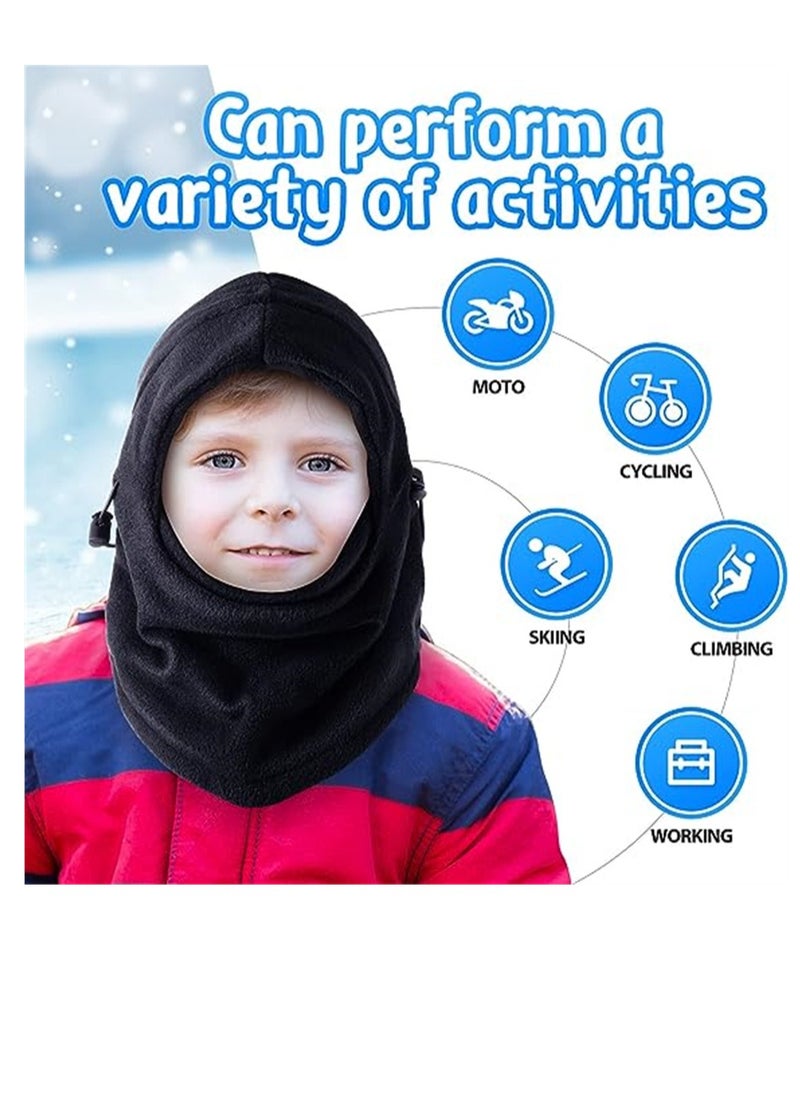 KASTWAVE قناع ركوب للأطفال في الشتاء، غطاء وجه دافئ من بالاكلافا للشتاء، غطاء رأس رياضي دافئ لحماية الوجه من البرد، غطاء رأس مقاوم للرياح للدراجات النارية والتزلج، قطعة واحدة، أسود  - Image 4