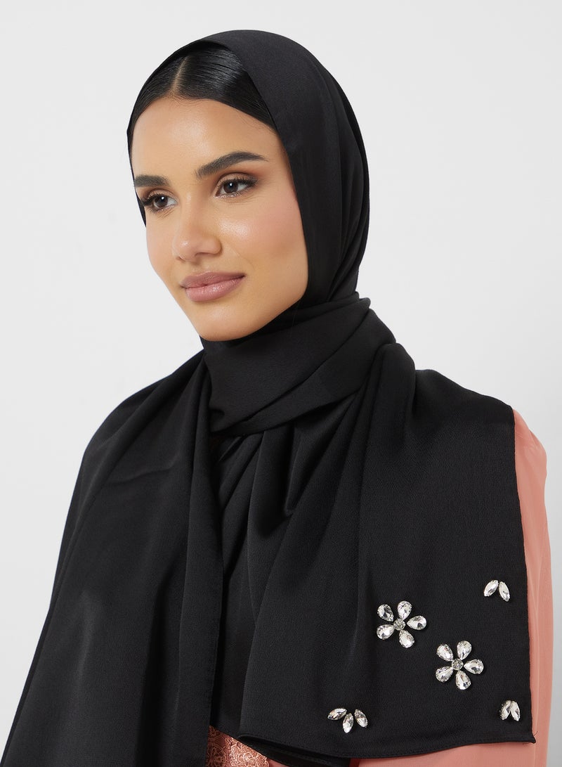 خزانة وشاح حجاب طويل حريري مزخرف - Image 1
