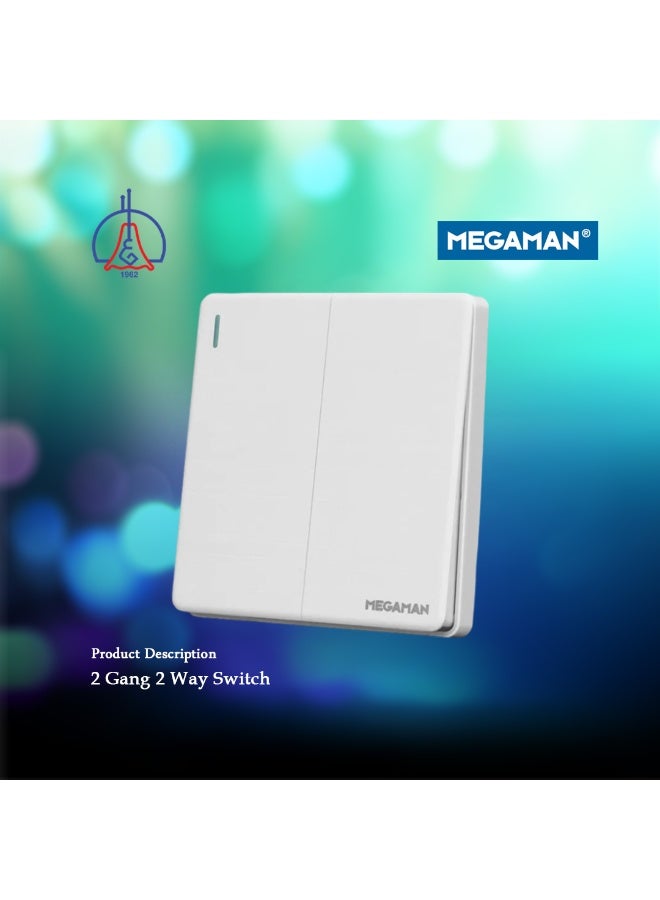 Megaman Switch 2Gang 2Way 10Amp - White - Image 1