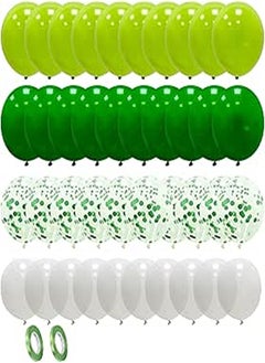 Generic Pack of 60 Balloons, Green Balloons with Confetti Balloons, Helium Balloons for Christening Children Nursery Jungle Birthday Party Decoration Boys Safari Birthday Decoration Balons Garland 