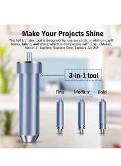 Excefore 3 in 1 Foil Transfer Kit, Foil Transfer Tool Replacement, Suitable for Maker /3, Explore, Explore One & Explore Air 2/3, Including Fine, Medium, Bold Blades (Blue)  - Image 4