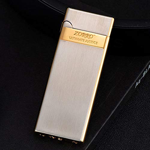 Malisseladi Soft Flame Copper Brass Cigar Lighter Torch Cigarette Lighter Refillable Butane Lighter Wheel Flint Ingnition Portable Slim Lighter Adjustable Flame Dial,Birthday Gifts for Men Dad Husband (Silver) - Image 4