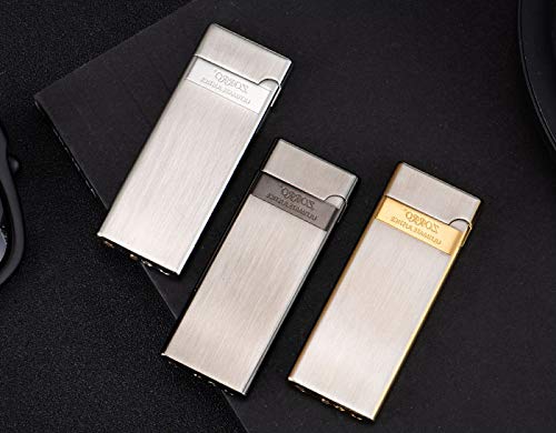 Malisseladi Soft Flame Copper Brass Cigar Lighter Torch Cigarette Lighter Refillable Butane Lighter Wheel Flint Ingnition Portable Slim Lighter Adjustable Flame Dial,Birthday Gifts for Men Dad Husband (Silver) - Image 5