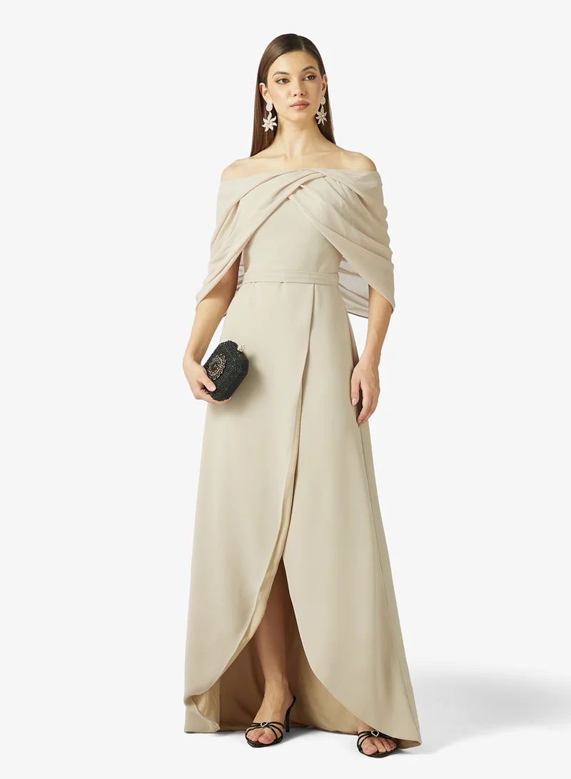 Namshi x  Off Shoulder Pleat A Line Assymetric Dress for Women | Best Price UAE