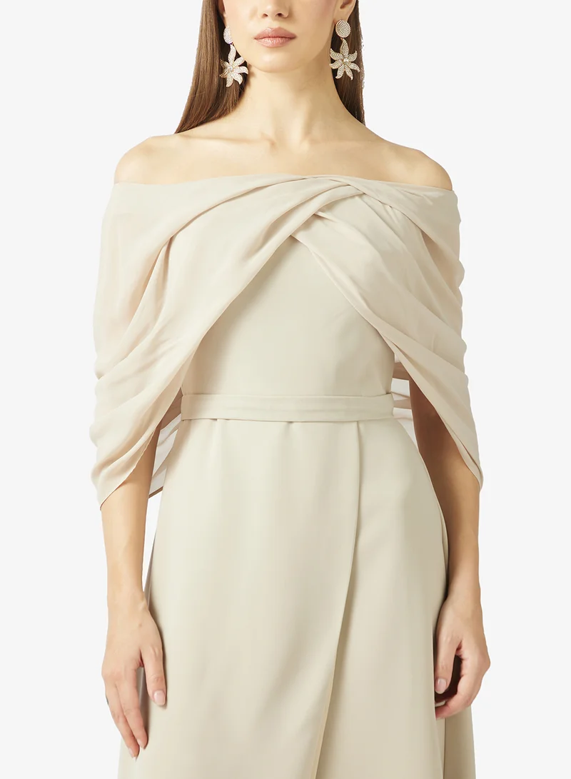 Namshi x  Off Shoulder Pleat A Line Assymetric Dress for Women | Best Price UAE