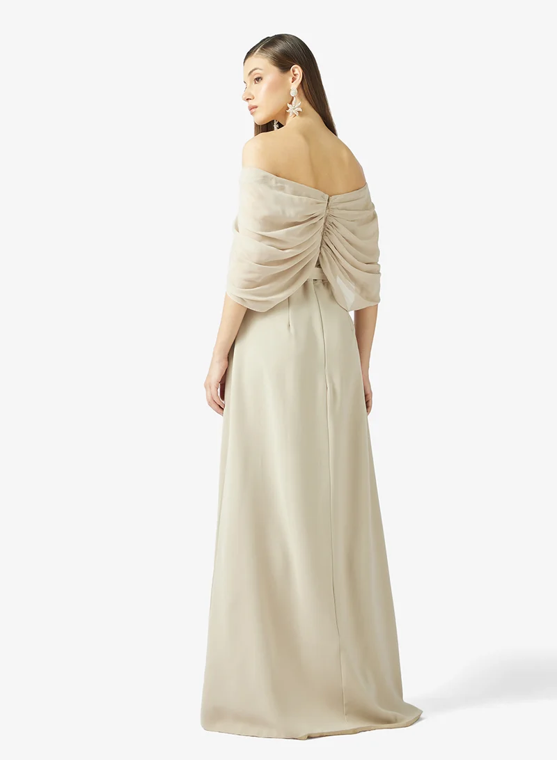 Namshi x Off Shoulder Pleat A Line Assymetric Dress