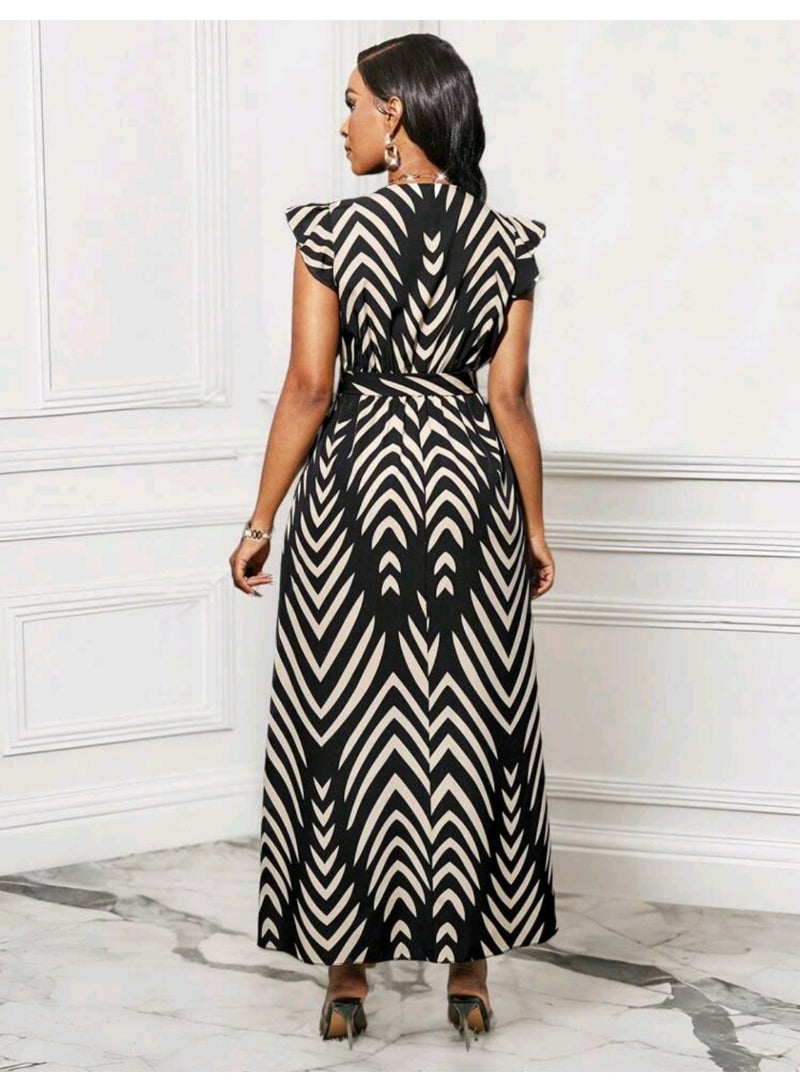 Shein Women V-Neck Cinched Waist Flared Dress FROM SHEIN - Image 5