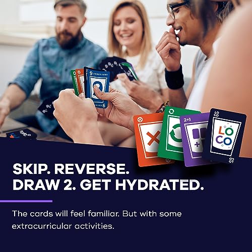 SWOOC DUNZO Hydrating Version of Classic Card Game with 4 Unbreakable Glasses Draw Two Skip Reverse Get Loco Fun Party Game Funny Gifts Card Games - Image 5