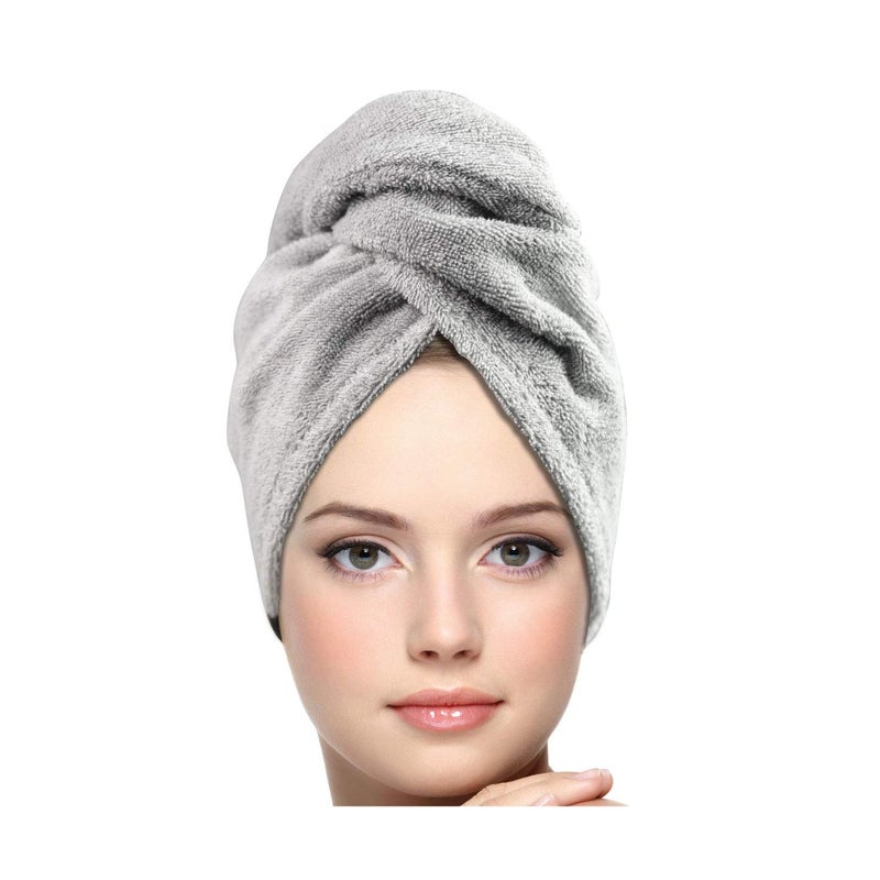 KEEPOZ Hair Towel Wrap Quick Dry 100% Cotton Super Absorbent Turban Head Wrap for Women with Button, Non Microfiber Anti Frizz Hair Products, Hair Cap for Curly, Long & Thick Hair (Pink, 1 Pc) - Image 1
