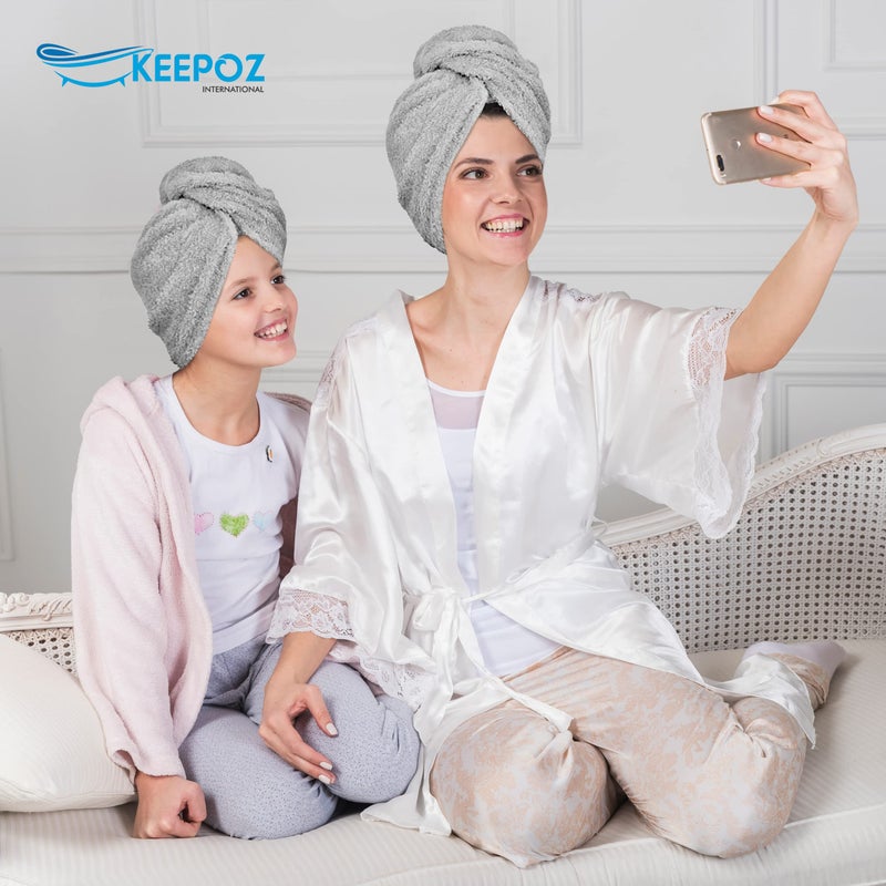 KEEPOZ Hair Towel Wrap Quick Dry 100% Cotton Super Absorbent Turban Head Wrap for Women with Button, Non Microfiber Anti Frizz Hair Products, Hair Cap for Curly, Long & Thick Hair (Pink, 1 Pc) - Image 5