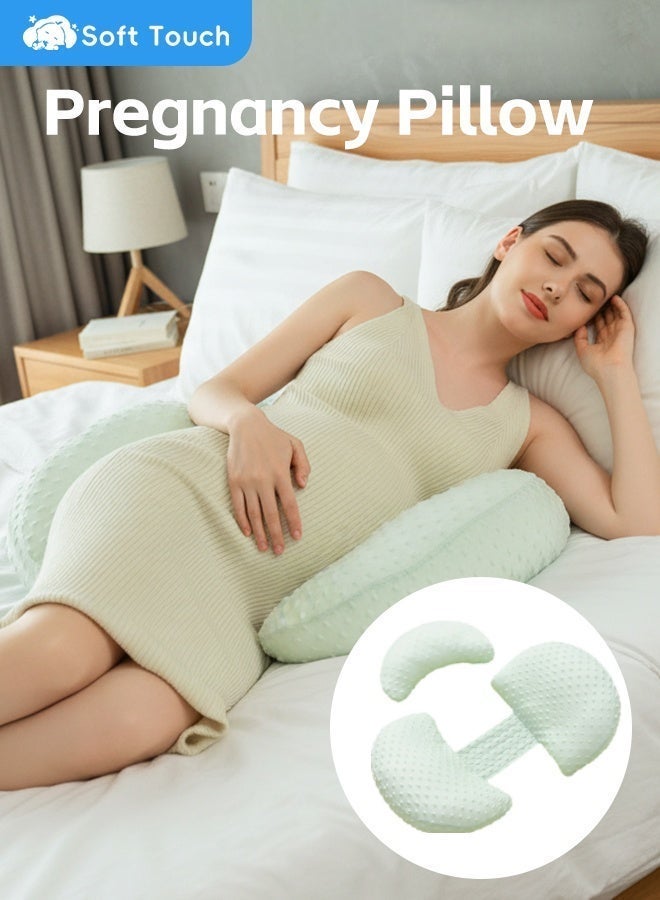 MATERNITY PILLOW PREGNANCY PILLOW PORTABLE ADJUSTABLE SIDE PILLOW WAIST SUPPORT SIDE SLEEPING PILLOW MATERNITY BACK SUPPORT PILLOW FOR PREGNANT WOMEN BODY PILLOW SUPPORT FOR BACK BELLY AND WAIST (GREEN