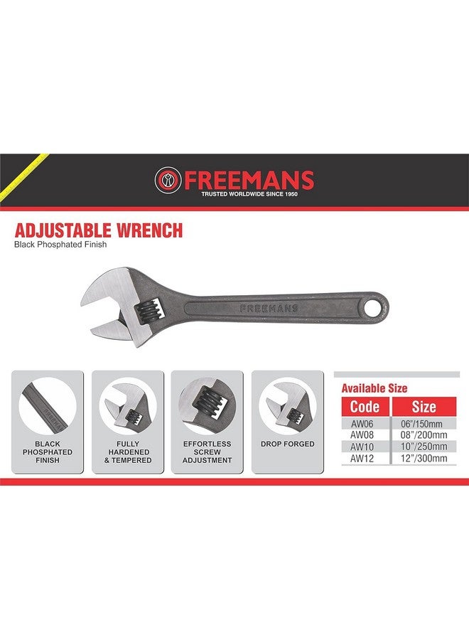 FREEMANS 10" Phosphate Finish, Anti-Corrosion Adjustable Wrench Spanner, Adjustable Wrench for All Nut Sizes, Easy to Grip Wrench, Universal Wrench, Plumbing Tool (10-Inch) - Image 3