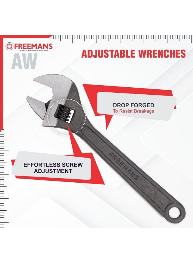FREEMANS 10" Phosphate Finish, Anti-Corrosion Adjustable Wrench Spanner, Adjustable Wrench for All Nut Sizes, Easy to Grip Wrench, Universal Wrench, Plumbing Tool (10-Inch) - Image 4