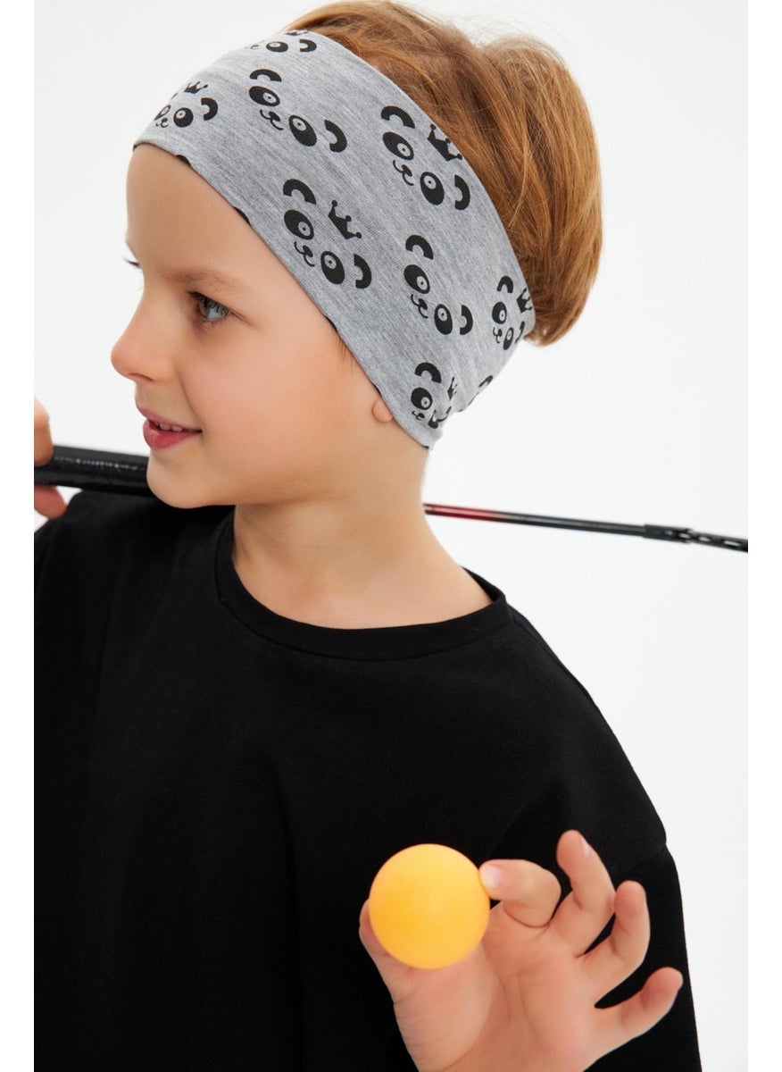 Babygiz Gray Patterned-Black Boy's Cotton Combed Oversize Camouflage T-Shirt Bandana Double Set  - Image 2
