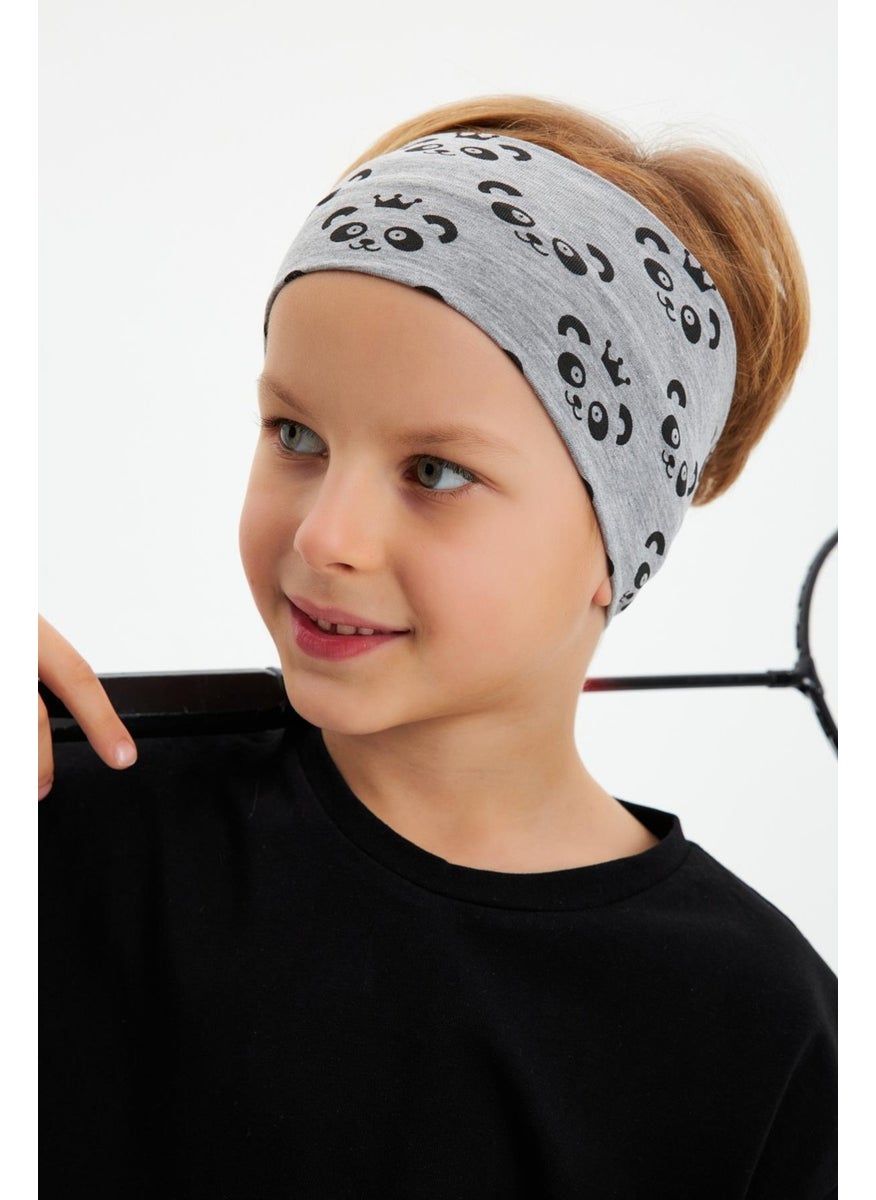 Babygiz Gray Patterned-Black Boy's Cotton Combed Oversize Camouflage T-Shirt Bandana Double Set  - Image 5